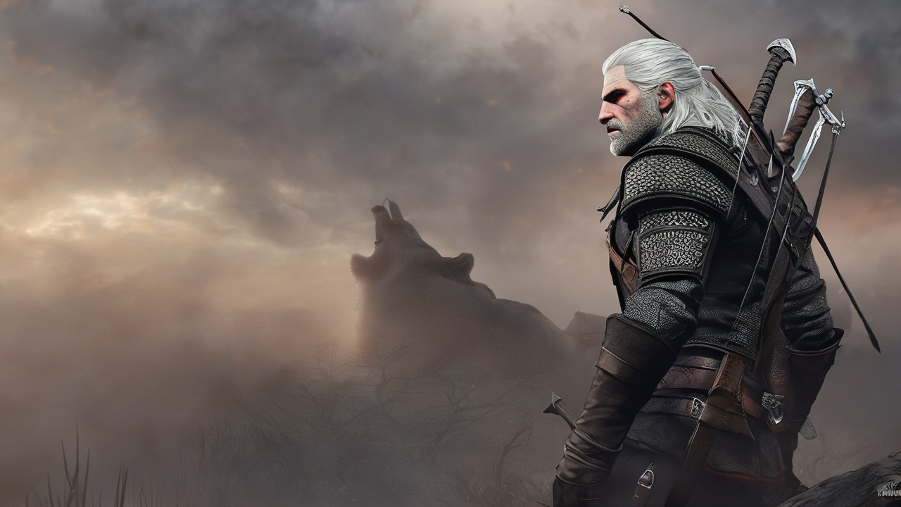 Geralt rozmawiający z ważną postacią fabularną w karczmie