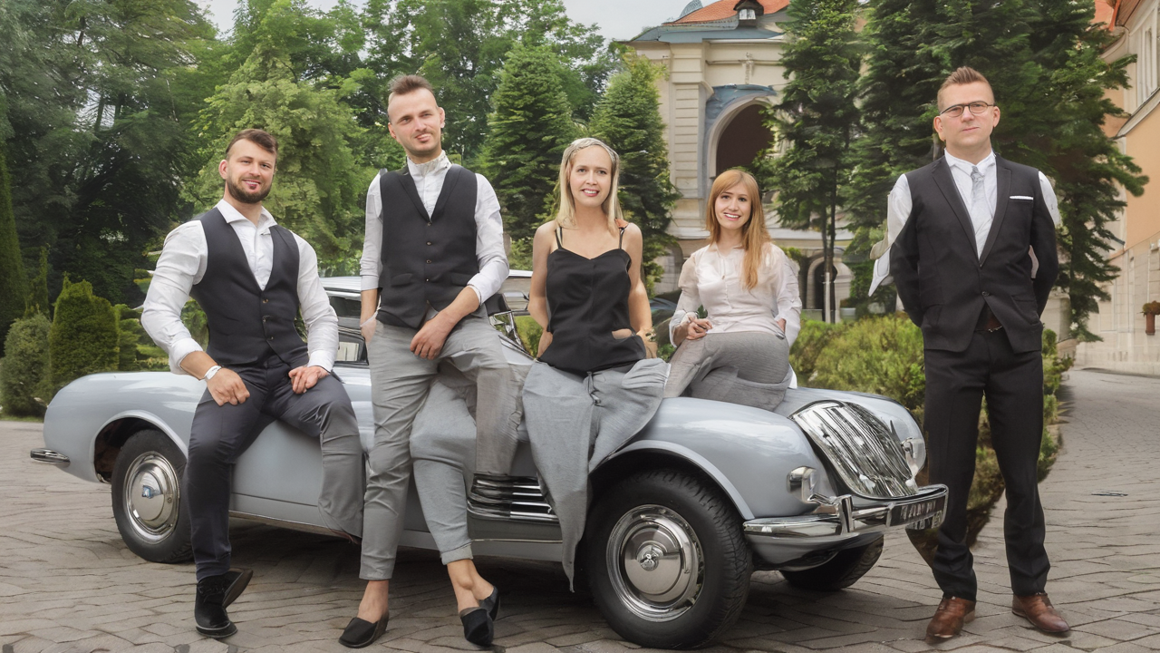 Grupa głównych bohaterów z Wiedźmina stojących razem
