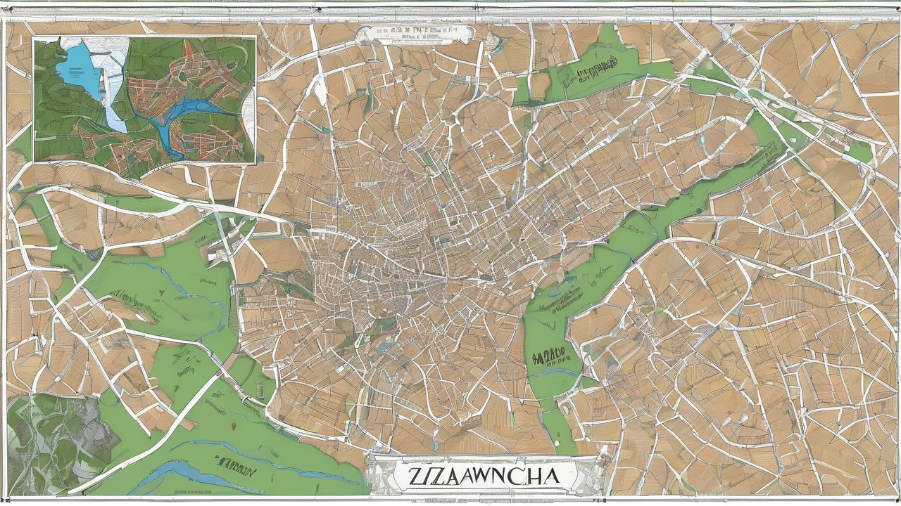 Stylizowana mapa świata Wiedźmina z zaznaczonymi najważniejszymi lokacjami, utrzymana w ciemnych, średniowiecznych barwach
